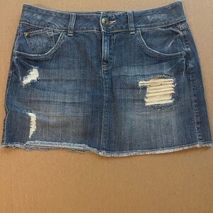 Denim Distressed Skirt by Elle